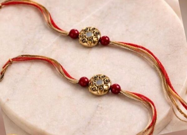 Classic Floral Kundan Mauli Rakhi (Single) - R032