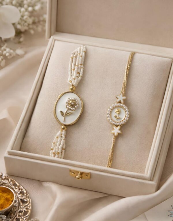 Imperial White Floral Rakhi Set - RL01