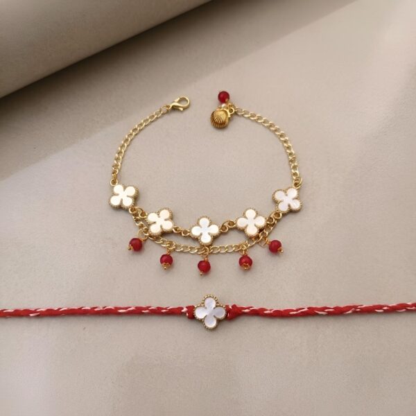 Ivory Clover Charm Rakhi and Lumba Set- RL21