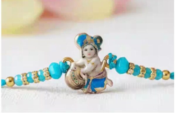 Little Krishna & His Butter Pot Enamel Rakhi - RL16