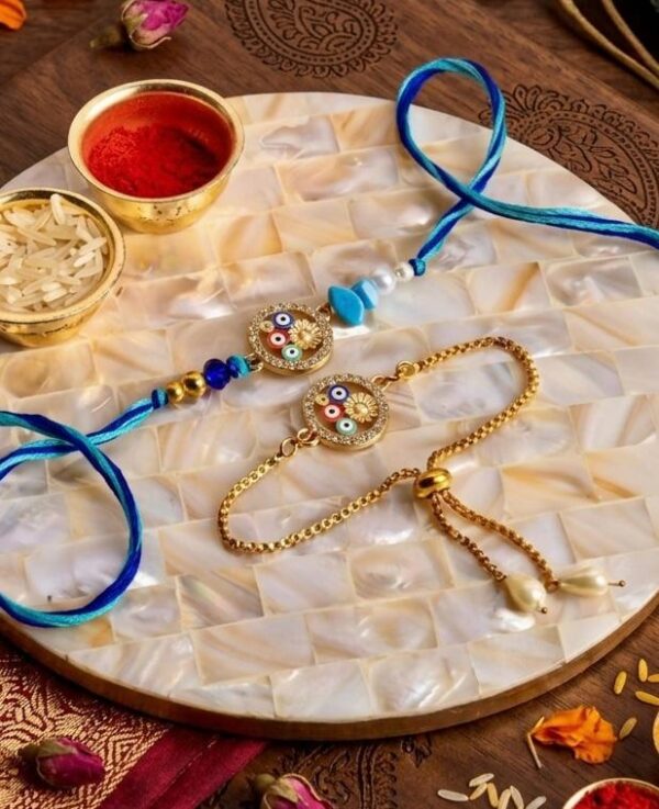 Protection Charm Bhaiya Bhabhi Lumba Rakhi Set- RL25