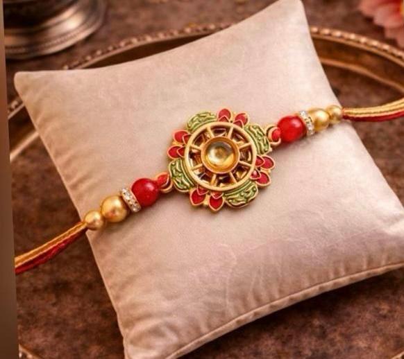 Royal Floral Meenakari Kundan Rakhi - R023