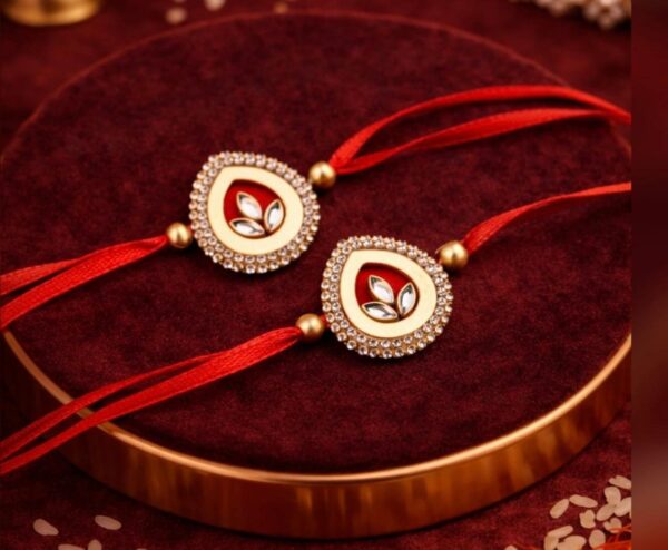 Swarna Kundan Leaf Motif Rakhi (single)- R028