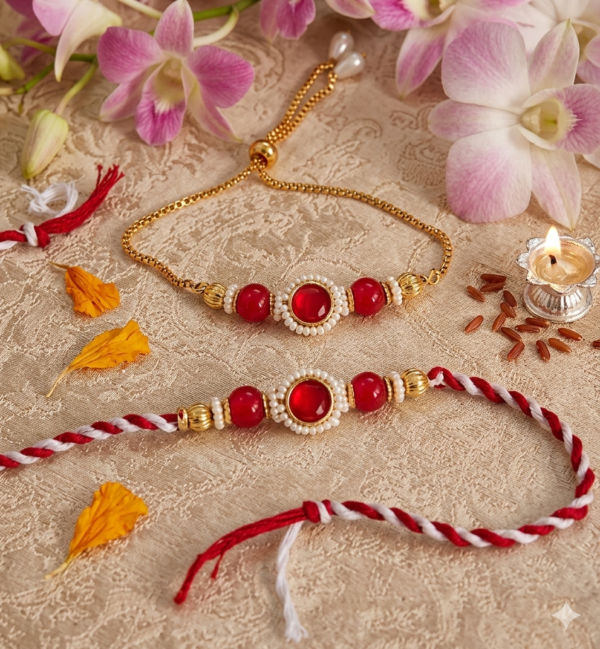 Adi Stone Rakhi Lumba Set